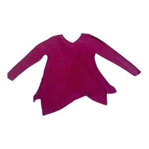 DG2 Diane Gilman Quad Blend Asymmetric V-Neck Sweater Burgundy  XL